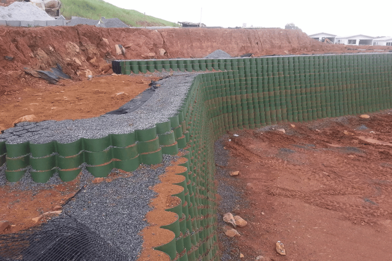 Retaining Wall Base Preparation for Geocell BaseCore™