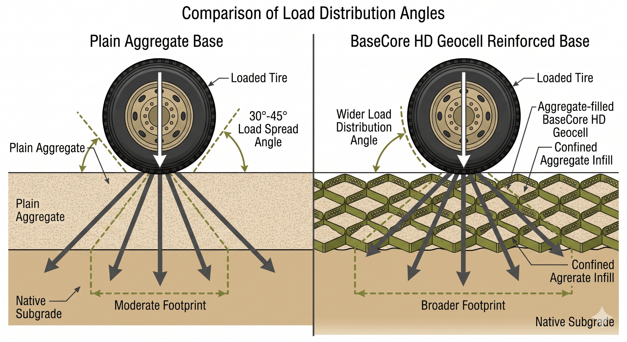 Load Distribution in Soil: Geocell Depth vs Load Guide